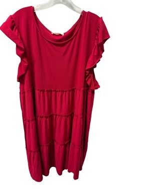 Zenana Outfitters Women’s 3X Vibrant Red Tiered Dress